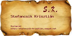 Stefancsik Krisztián névjegykártya